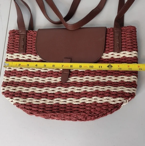 Sun N Sand Horizontal Striped Straw Summer Boho Hand Shoulder Bag - Picture 14 of 14